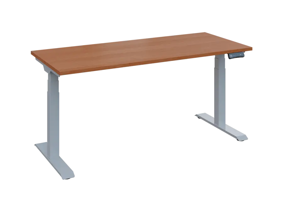 Fleximax 27-18 výškově nastavitelný stůl, kovová podnož stříbrná, deska 25 mm, široký 1800 mm, olše jantar